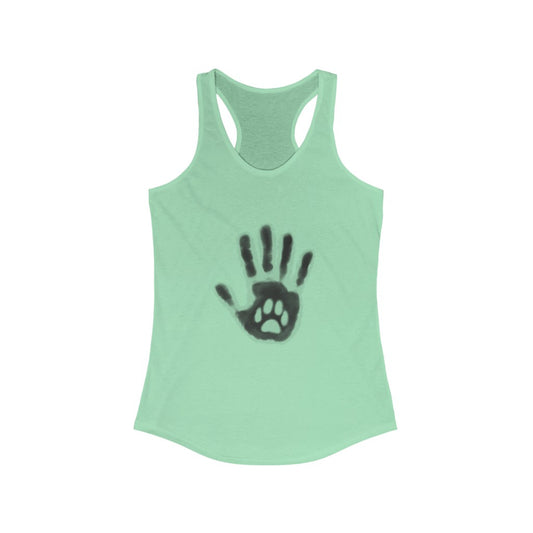 Paw Hand Print Women's Ideal Racerback Tank